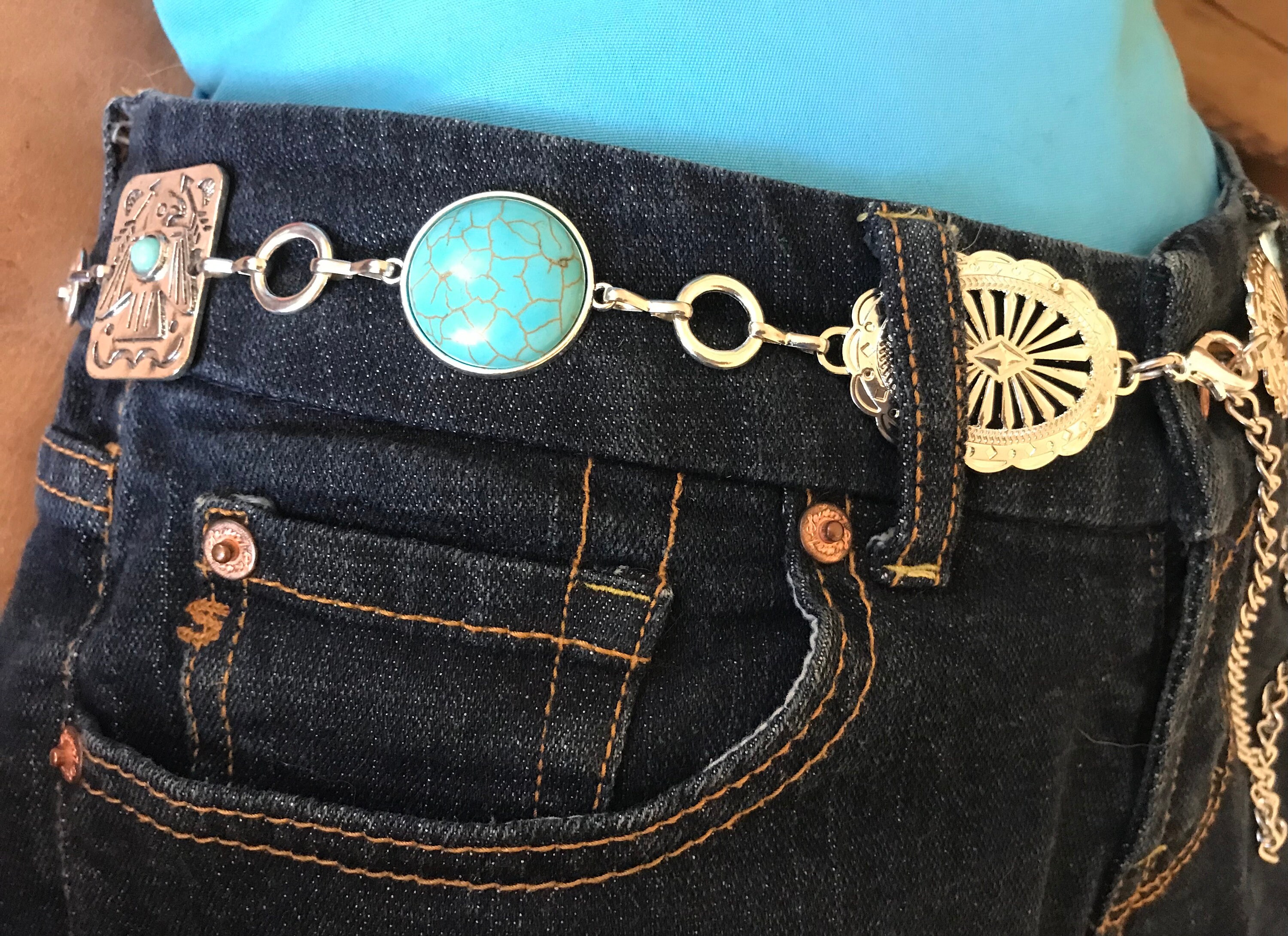 Thunderbird Concho Belt: Vintage Western Silver Tone With  display picture 3