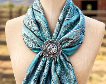 Handmade Horse Head Concho Wild Rag Scarf Slide – Western Cowboy Accessory