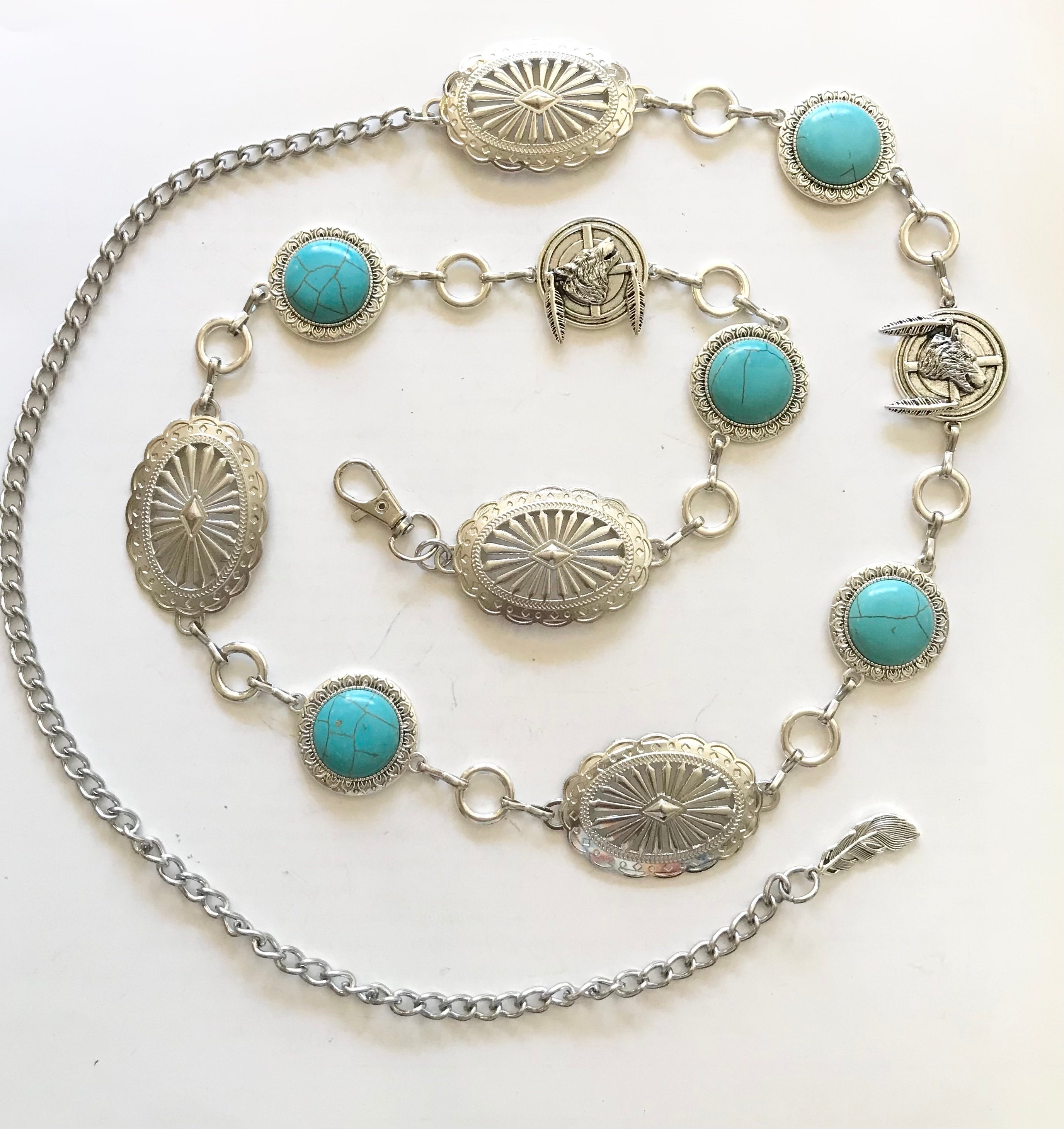 Vintage 80s Southwest Silver Tone Aluminum Concho Belt Turquoise womens small Vintage Concho Belts for Women - Etsy main image 3
