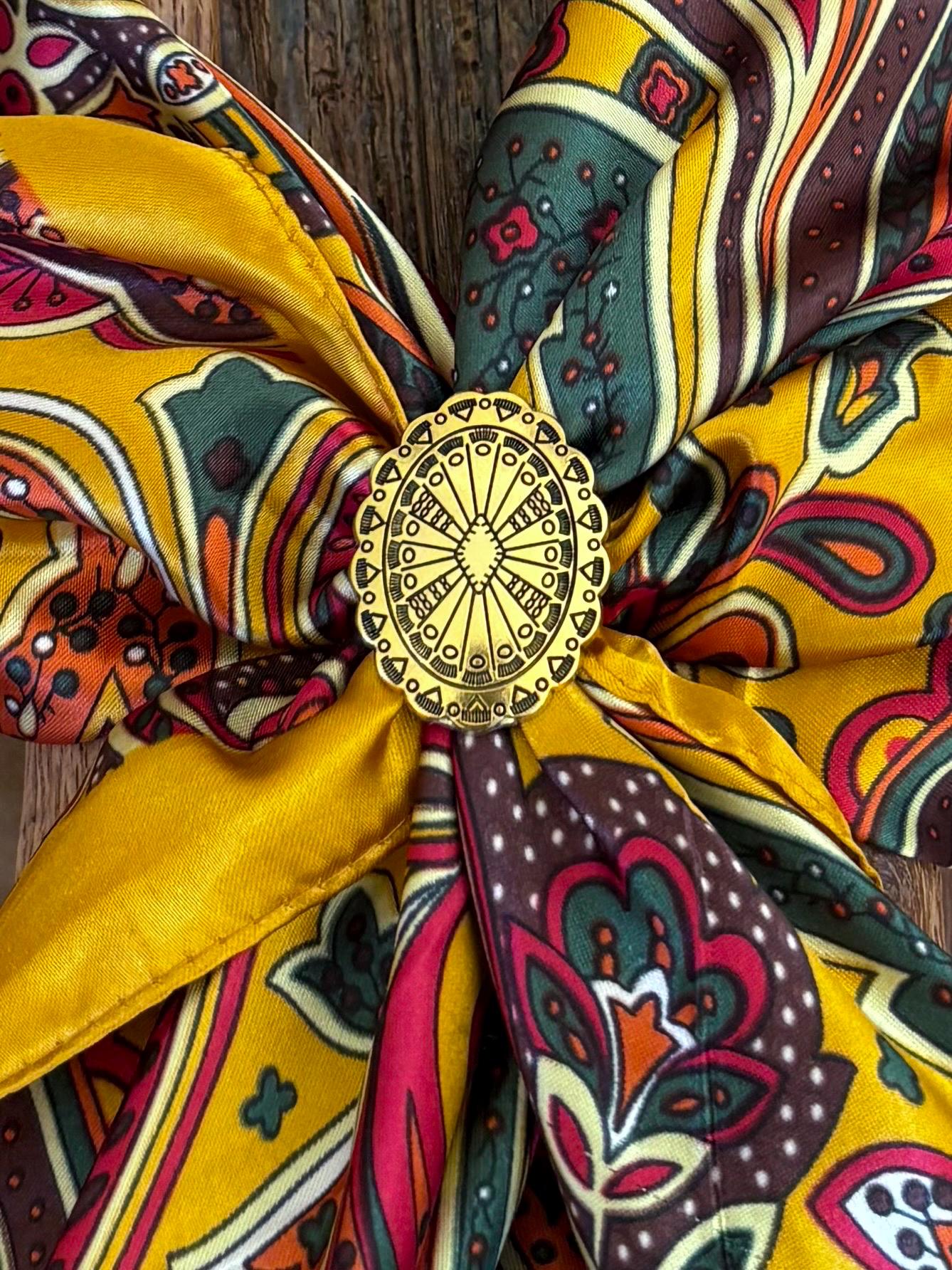 Southwestern Scarf Slide -bandana Slide-cowgirl Gift-silver/gold