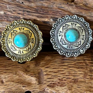 Southwestern Scarf slide -Bandana Slide-Cowgirl gift- silver or gold tone etched image 4