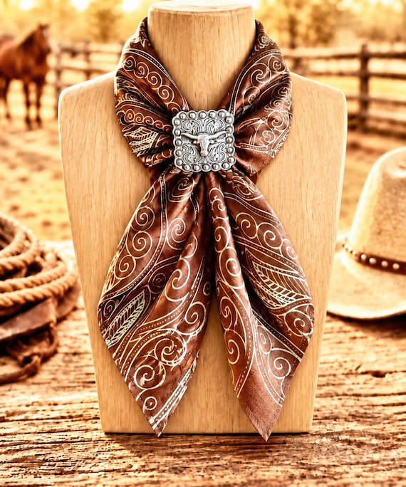Texas Longhorn Steer Head Scarf Slide, Western Concho Ring, Cowboy