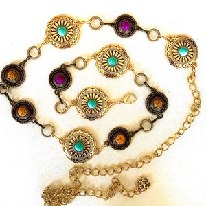 Concho chain  belts | Western Silver | Metal Waist Belt | Vintage Cowgirl belt Great NFR accessory!