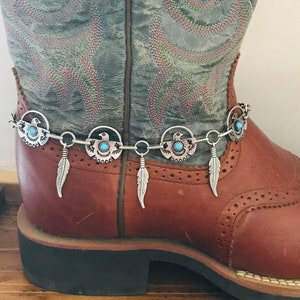 Western boot bracelet  | Navajo Thunderbird | Silver boot chain | Cowgirl Rodeo Jewelry