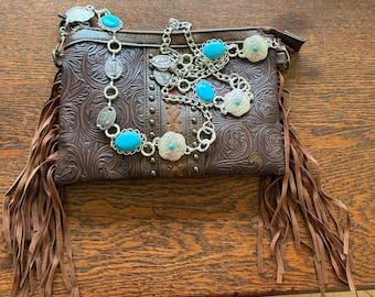 Western Crossbody Tooled Purse | Custom Concho convertible strap | NFR Cowgirl chic