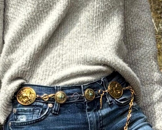 Gold Running Horse Concho Belt | Navajo Turquoise Western  display picture 1