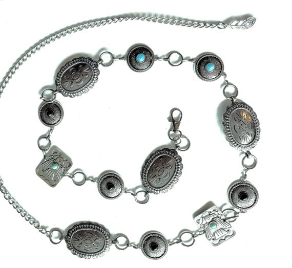 Buy Western Concho Chain Belt: Thunderbird, Turquoise  display picture 3