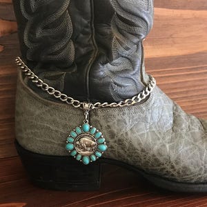 Cowboy boot bracelet  | Natural Turquoise stone| Buffalo | Cowgirl cowboy | boot bling | motorcycle boots