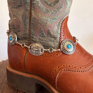 Western boot bracelet  | Boho turquoise   | Aztec charms |  boot chain | Cowgirl Rodeo Jewelry