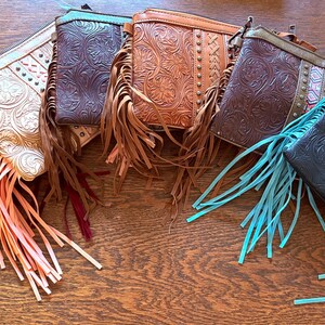 Cartera de mano estilo western / bandolera con borlas / bolso de concierto estilo vaquera - Cuero PMU estilo western