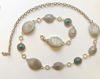 Silver Concho-bälte: Western Chain-bälte med konstturkos
