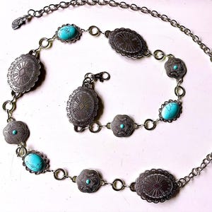 Ceinture bohème chaîne en argent et pierre |  Ceinture concho |  | Excellent accessoire NFR !