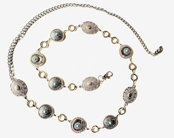 Western Concho Chain Belt: Horseshoe Charm, Cowgirl Style