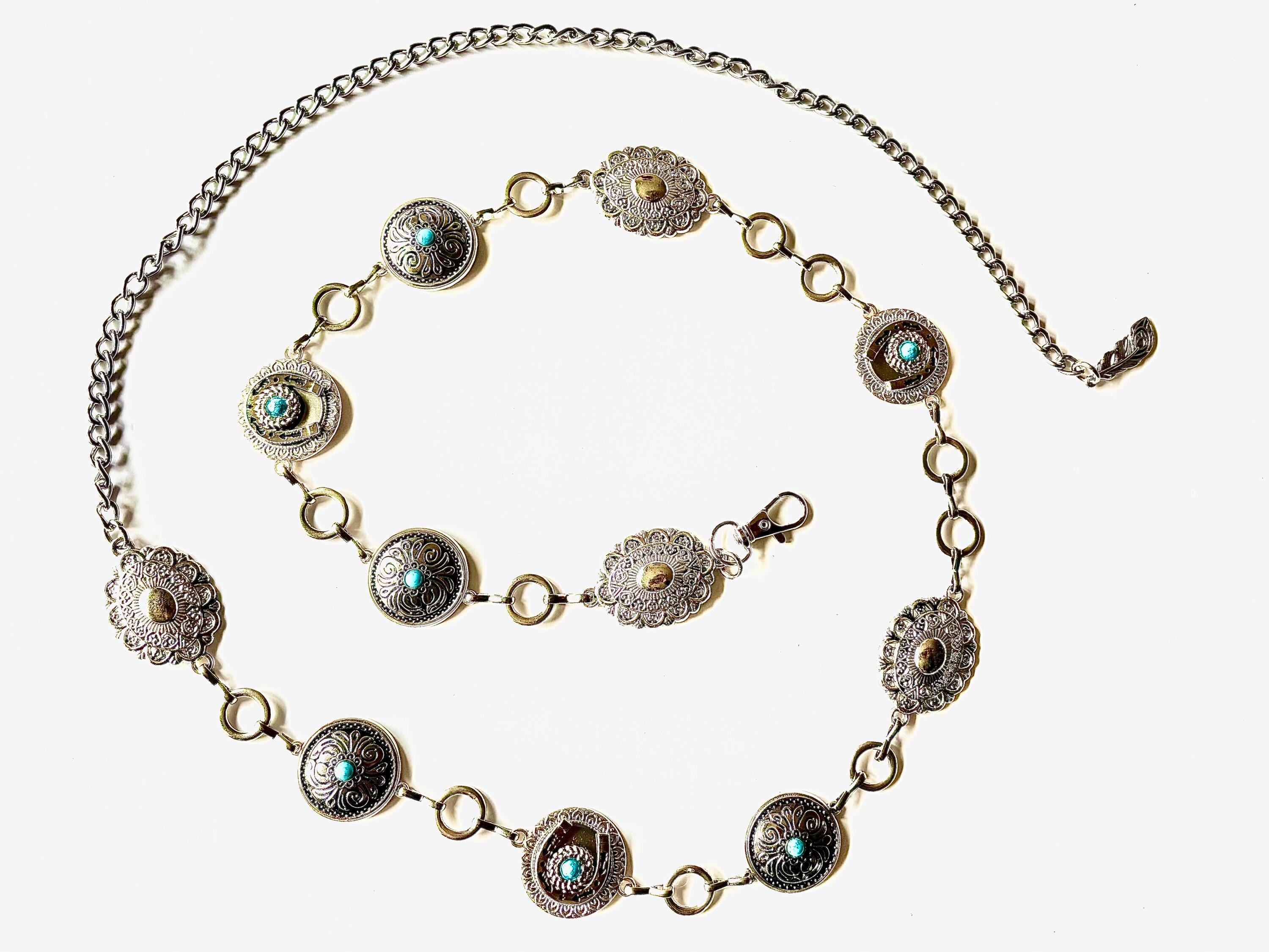 Western Concho Chain Belt: Horseshoe Charm, Cowgirl Style - Etsy display picture 2