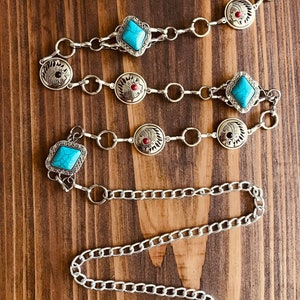 Concho  belt  | Navajo metal belt | Vintage Silver tone chain belt | Indian Head Great NFR accessory!