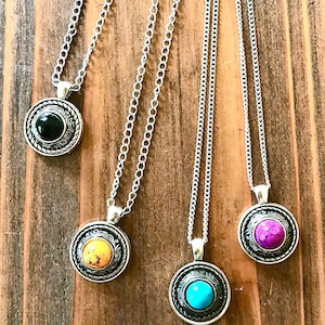 Western Concho Necklace | Cowgirl Choker Necklace | Manmade Stones