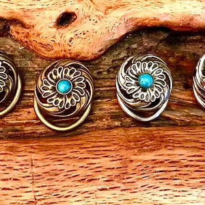 Floral Concho Scarf slide-Turquoise ,ruby and white beads