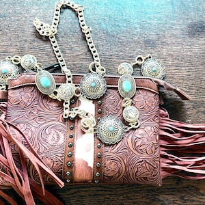Western crossbody purse strap-Gold buffalo-Rodeo Cowgirl chic-convertible