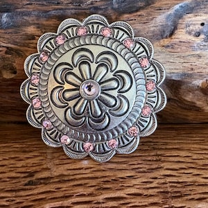 Wild Rag Scarf Slide | Bandana slide |  large concho pink  Swarovski crystals