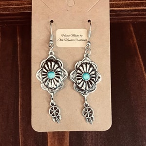 Southwestern earrings | turquoise colored stones |  Cowgirl Punchy | Dreamcatcher charms