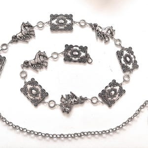 Concho  chain  belt | Silver or Gold  Western Belt | Cowgirl Cowboy | running horses | NFR accessory!