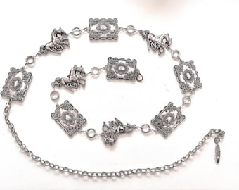 Concho  chain  belt | Silver or Gold  Western Belt | Cowgirl Cowboy | running horses | NFR accessory!