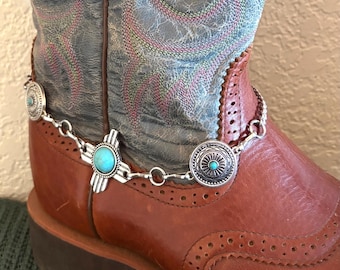 Bracelet/Cheville Bottes De Cowboy - Crin De Cheval Noir Et Blanc - Réglable - Neuf