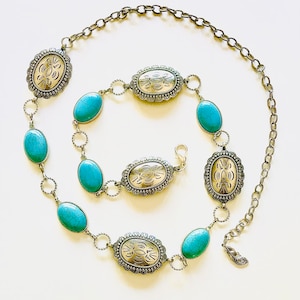 Ceinture chaîne concho | artificielles turquoises Conchos | ceinture Navajo vintageExcellent accessoire NFR !