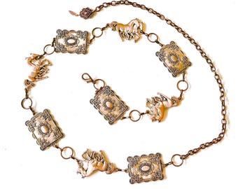 Brass Copper Cross Concho Southwest Unisex Chain Belt  display picture 2