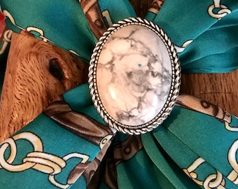 Crystal Agate Stone scarf slide,  made from Grayish howlite stone