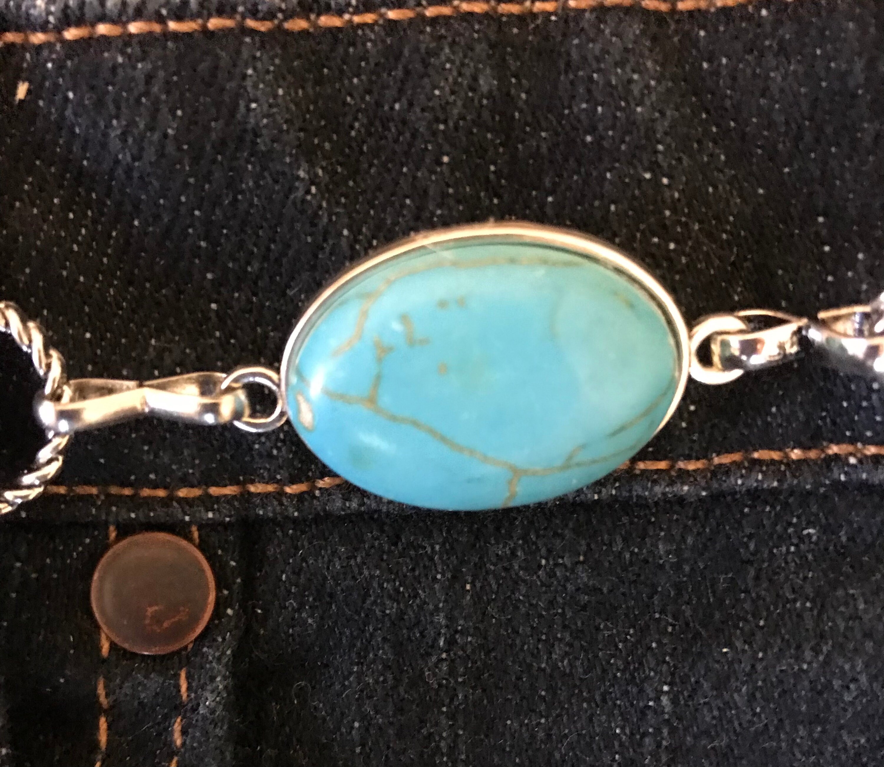 Silver Western Concho Link Chain Belt | Boho Turquoise  display picture 1