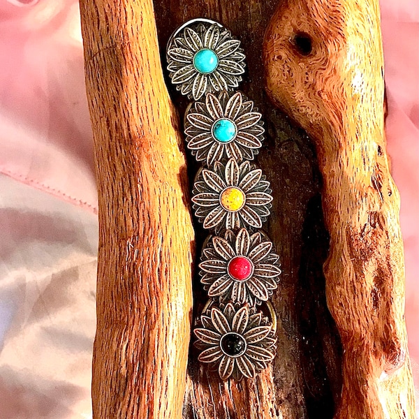 Scarf slide with Bright petal flower with different color stone choices