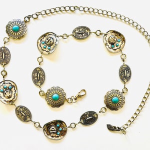 Concho chain  belts |Western Silver |  Vintage Navajo belt | large brim Sombrero hatGreat NFR accessory!