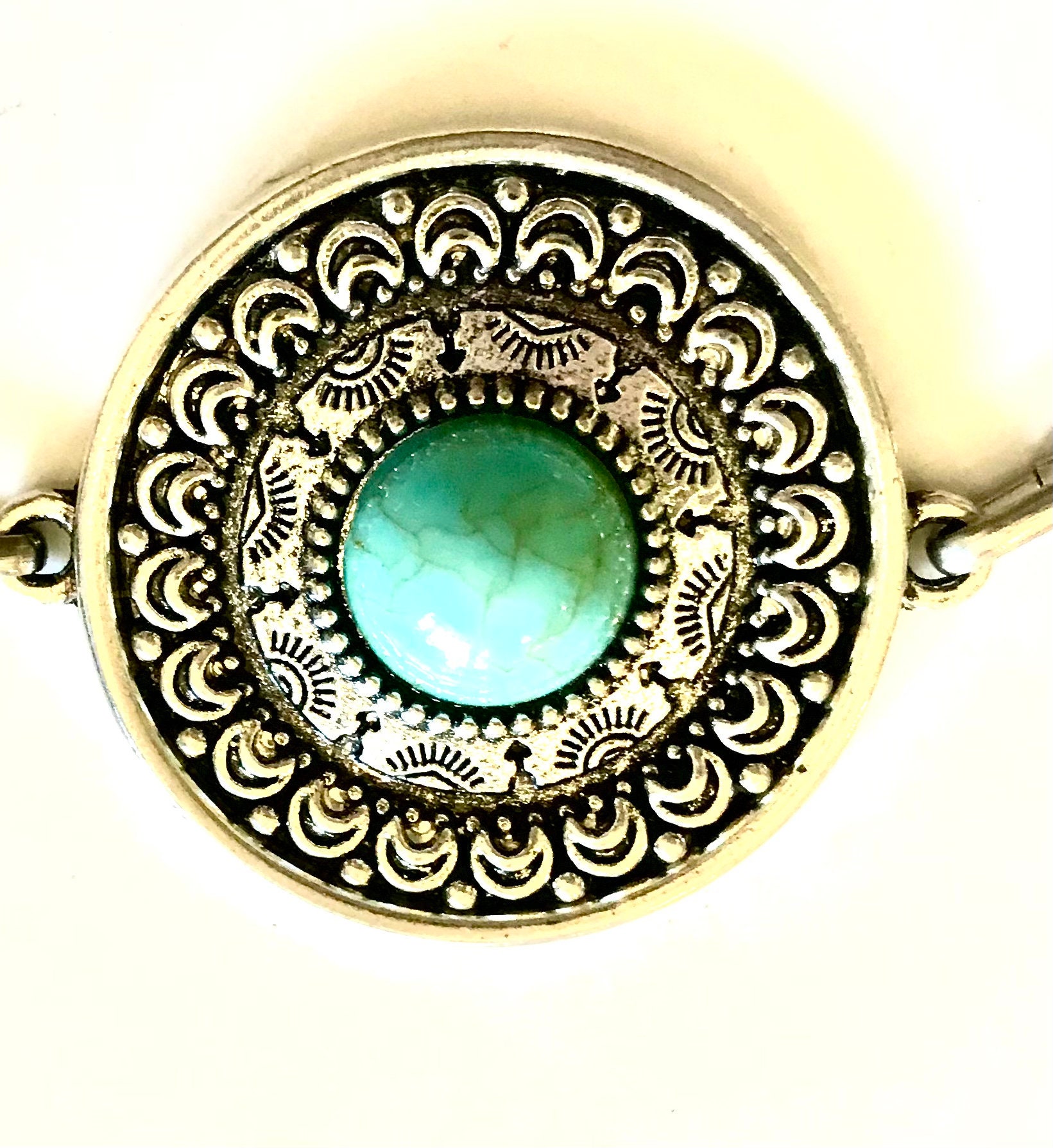Silver Turquoise Concho Belt Boho Gypsy Western Chain Belt Festival Silver Western Concho Link Chain Belt | Boho Turquoise  main image 4
