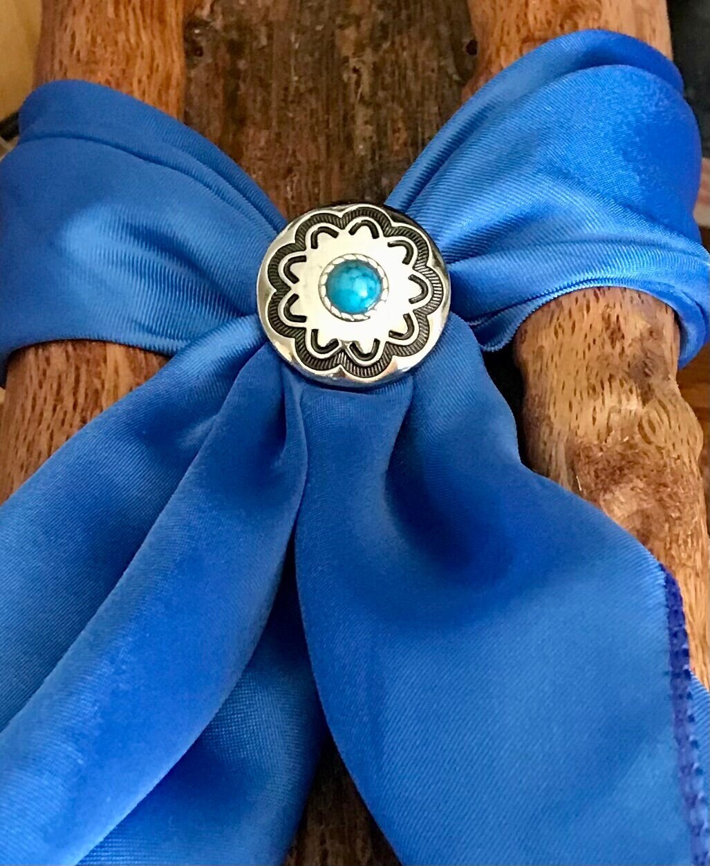 Bufanda Wild Rag Slide - Bandana Slide - Imitación plata y turquesa - vaquero vaquero vaquero vaquero - Imagen 9 de 12