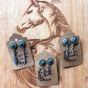 Silber Ohrstecker | 925 Silberanhänger mit Federnanhänger - Cowgirl druckvoll