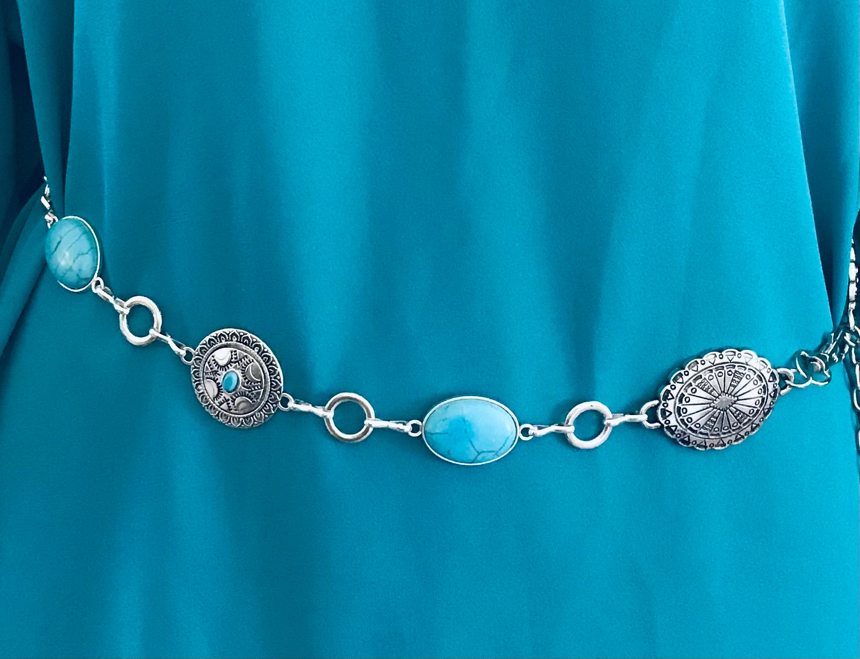 Cinturón De Cadena De Piedra Emulily Western Concho Fashion | Envío Gratis