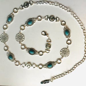 Ceinture chaîne concho | Ceinture style vintage en argent western | Navajo | Ceinture métallique cow-girl | Ceinture vintage argentée Excellent accessoire NFR !