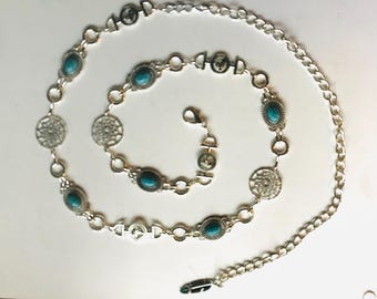 Western Silver tone Chain belt - Cowgirl concho belt