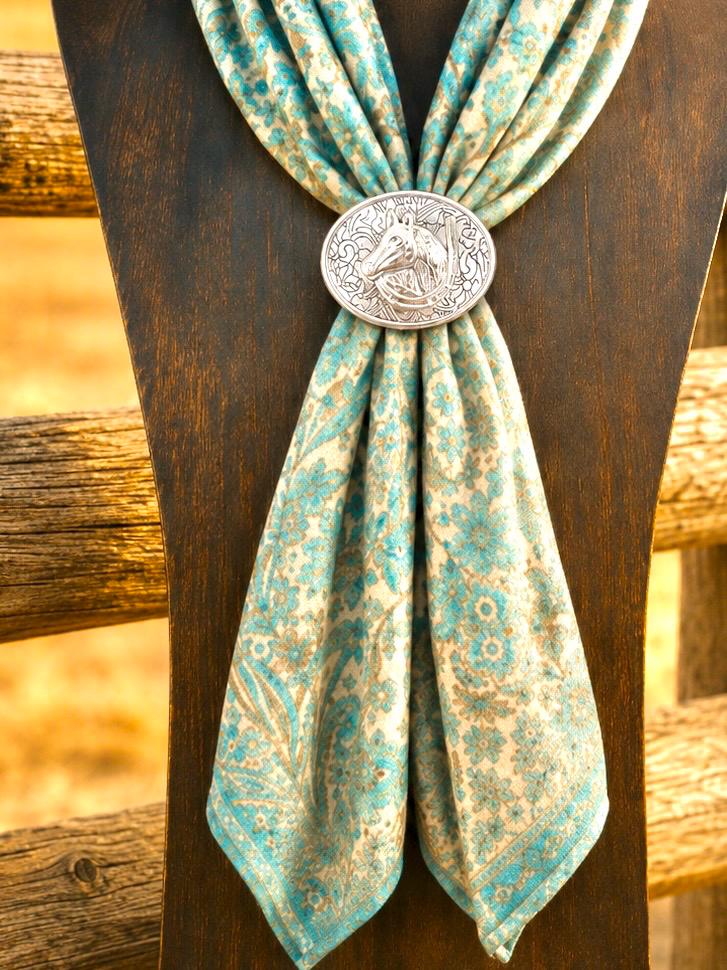 Western Bandana Slide | Wild Rag Scarf Slide | Horse Head Lucky