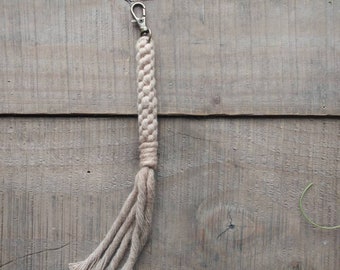 Beige Coloured Macrame Keychain, Bag Charm