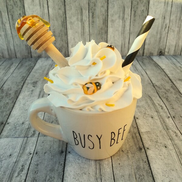 Faux Whipped Cream Honey Bee Mini Mug | Honeycomb Fake Whip Cream Mini Mug | Bee Busy