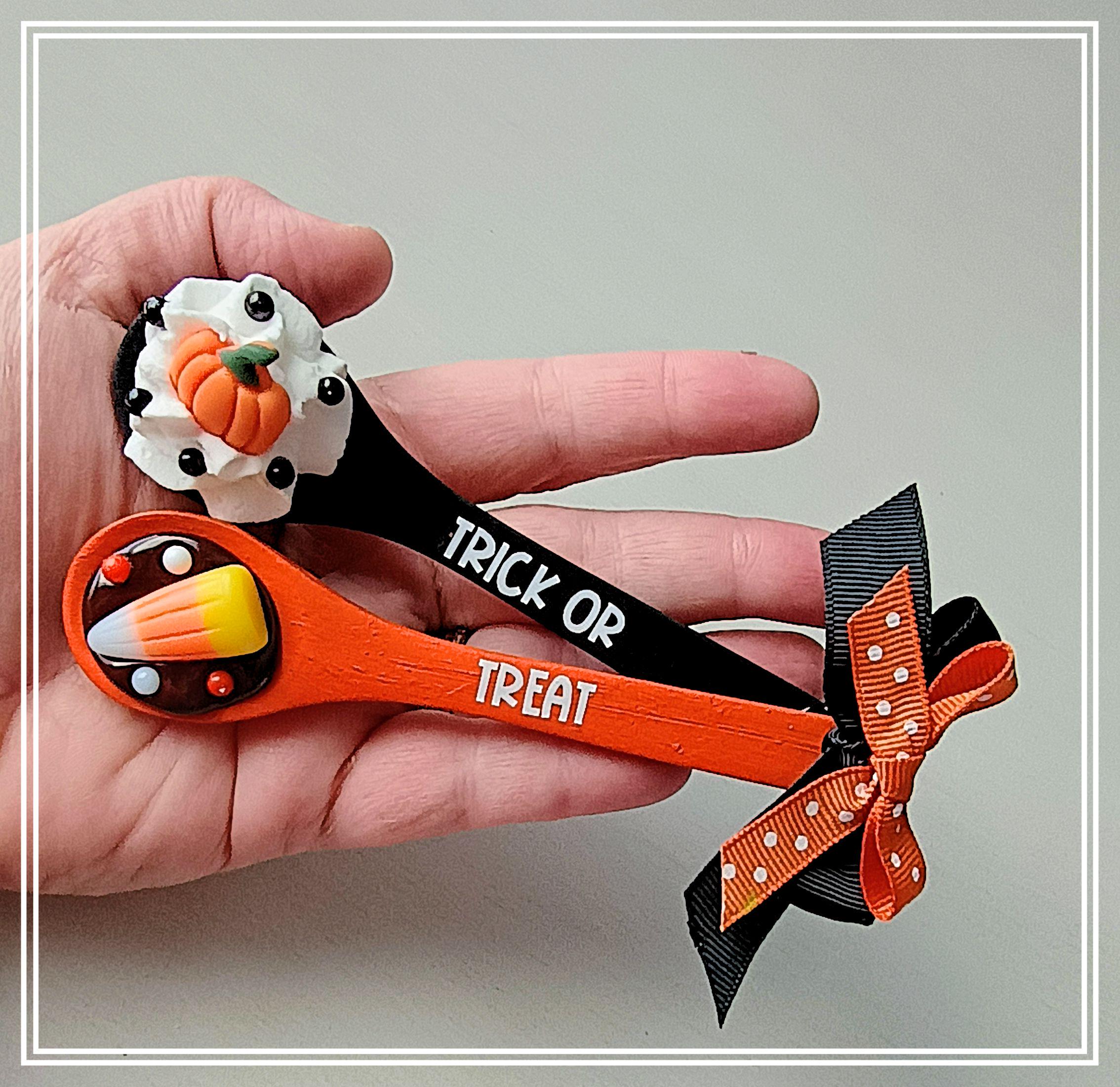 Halloween Spoons | Tiered Tray Decor | Candy Corn | Pumpkins | Trick Or Treat | Coffee Bar | Spooky | Scoop Decor | Fall Decor | Spoon
