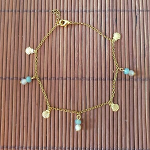 Fußkettchen edelstein muschel gliederkette