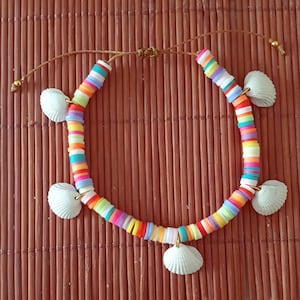 Bracelet de cheville coquillage perles heishi katsuki