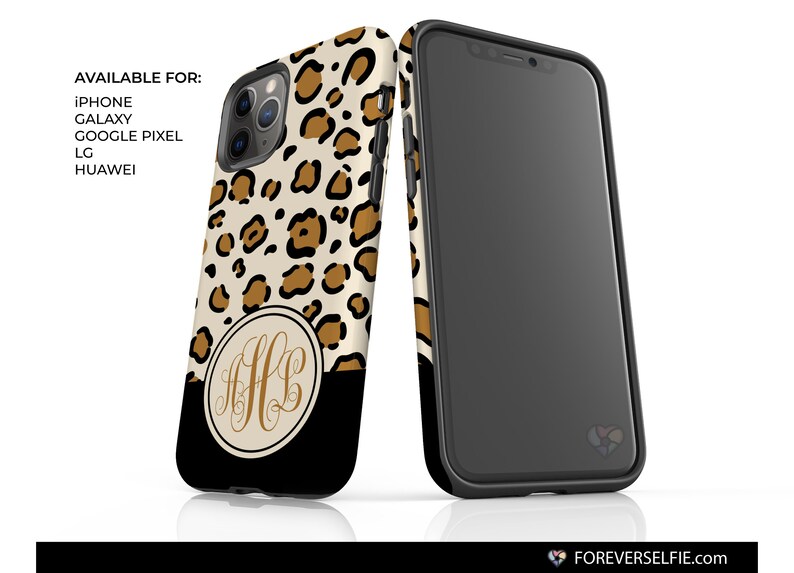 Monogram Leopard Animal Print Personalized Phone Case Iphone Etsy