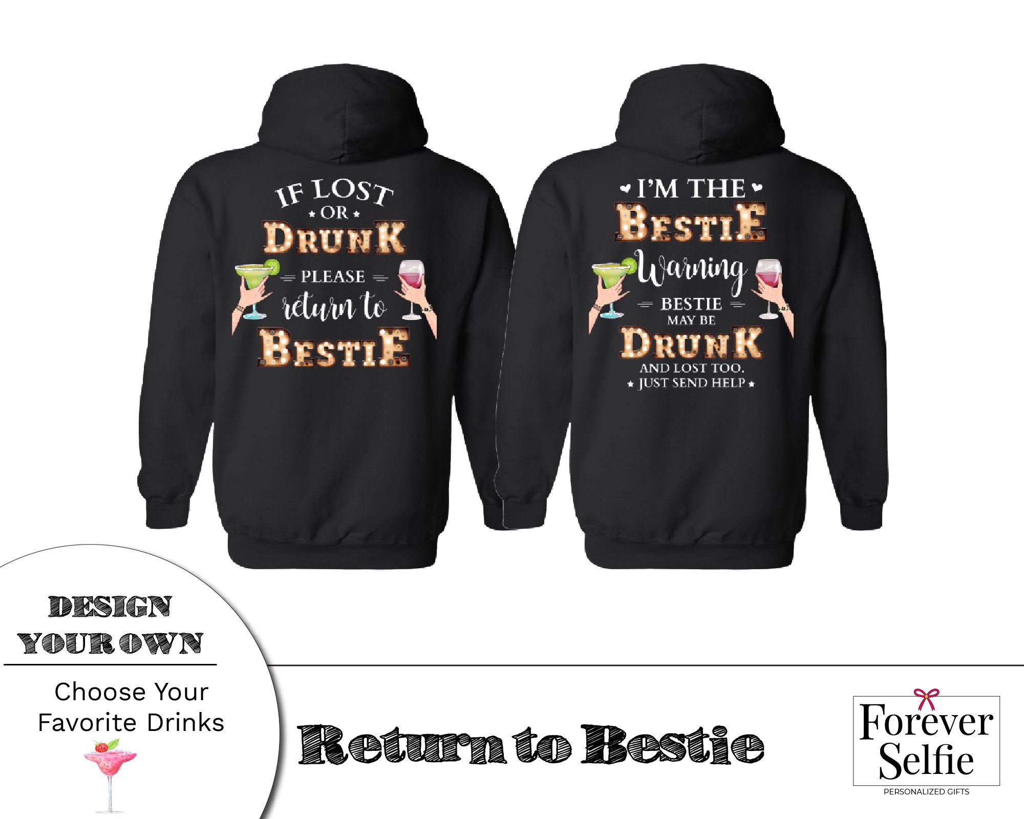 Return to Bestie Personalized Friendship Hoodie Set Gift for Etsy