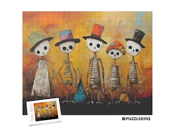 Halloween Jigsaw Puzzle Trick or Treat Skeletons hard Adult Puzzle, 100 252 500 or 1000 piece Puzzle Gift for Skeleton Lovers