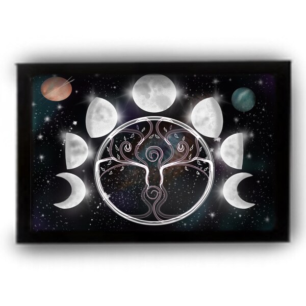 Printable Moon Phase Galaxy Goddess Tree of Life Poster