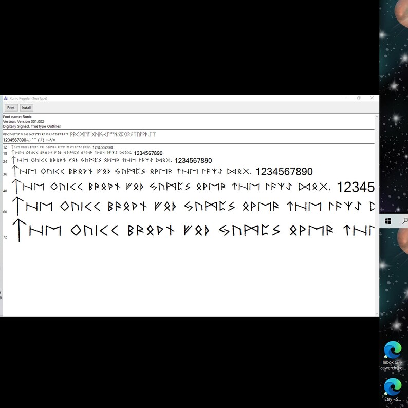 Runic Installable Font for PC, Word, Cricut Design Space and More - Etsy